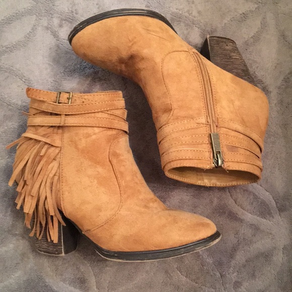 Dollhouse Shoes - Tan Faux Suede Booties